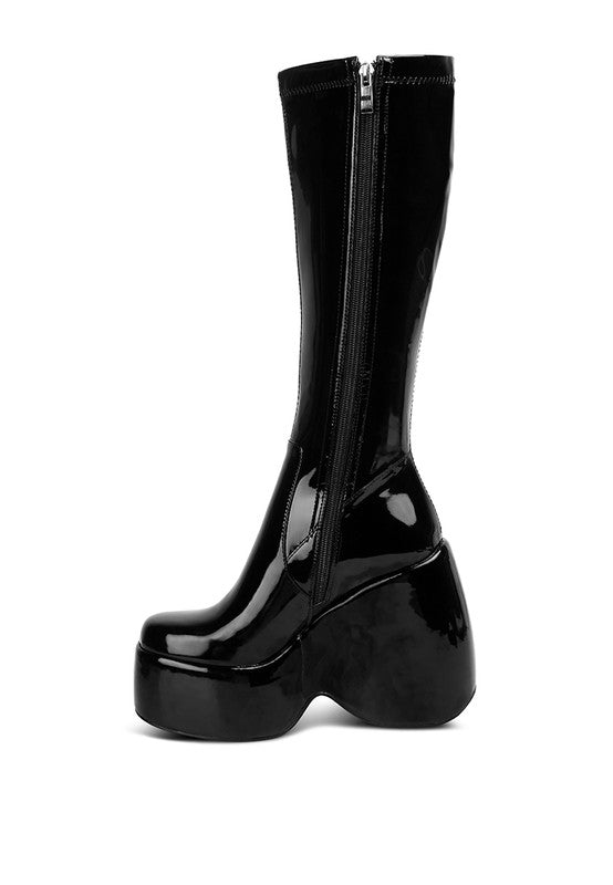 Dirty Dance Patent High Platfrom Calf Boots