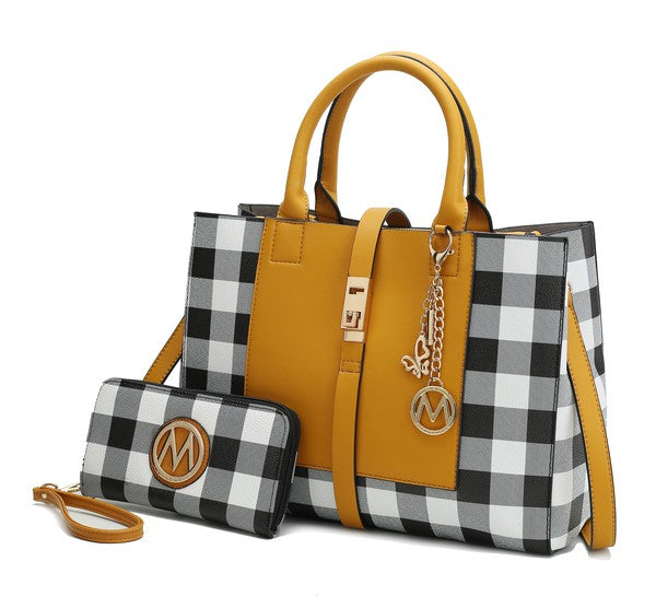 MKF Collection Yola Checkered Satchel bag by Mia k