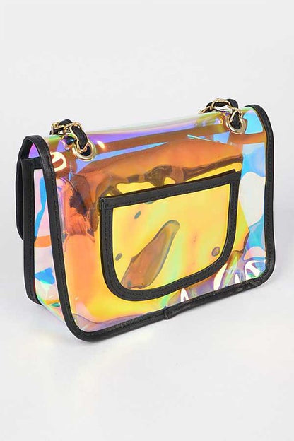 Holographic Vinyl Soft Clutch with Inner Pouch