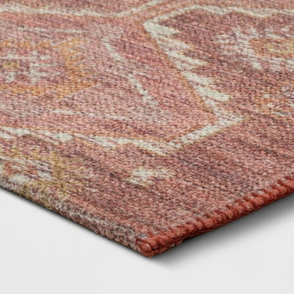 4x6 Feet Rust Washable Diamond Persian Style Rug