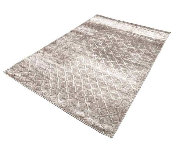 5' x 7'6'' Dark Beige Taupe Diamonds Silky Rug