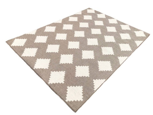 5x7 Beige Ivory Diamond Soft Low Pile Area Rug