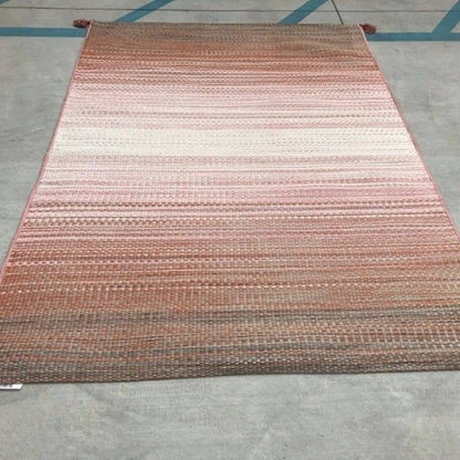 7' x 10' 7x10 Pink Warm Outdoor Striped Area Rug