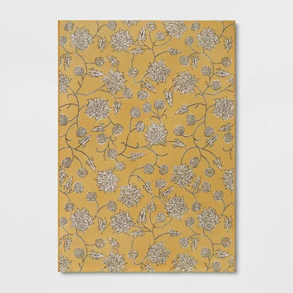 7x10 Feet Yellow Floral Outdoor Indoor Area Rug