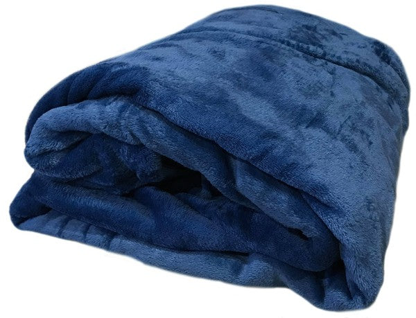 Navy Super Warm Cozy Bed Throw Flannel Blanket