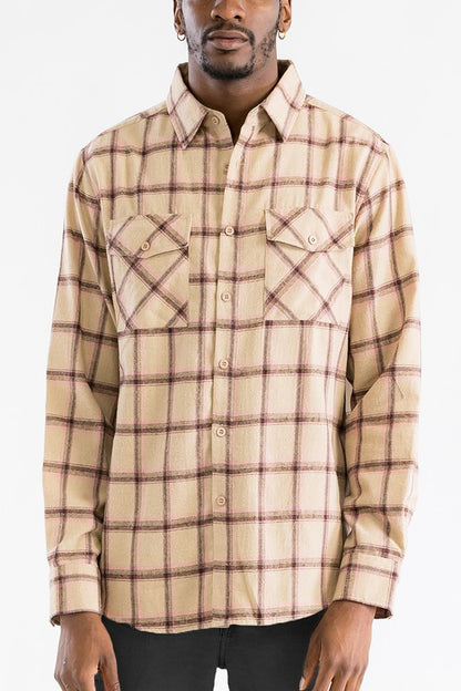 LONG SLEEVE FLANNEL FULL PLAID CHECKERED SHIRT