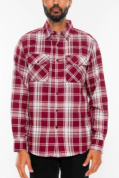 LONG SLEEVE FLANNEL FULL PLAID CHECKERED SHIRT