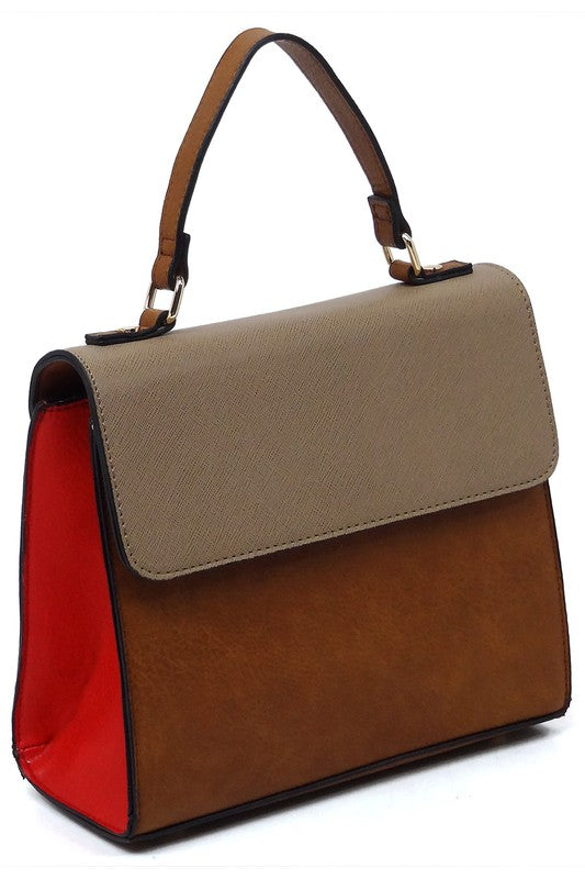 Colorblock Top Handle Satchel