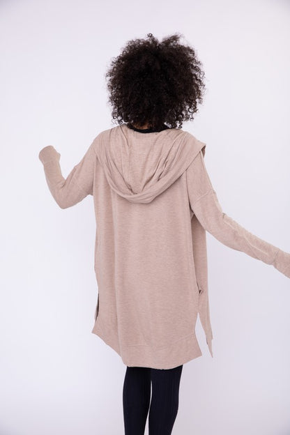 Longline Hooded Cardigan with Pockets