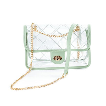 TRENDY  HIGH QUALITY QUILTED CLEAR PVC BAG