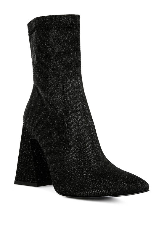 Hustlers Shimmer Block Heeled Ankle Boots