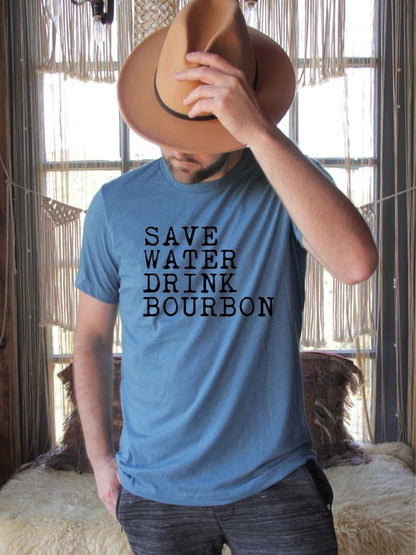 Save Water Drink Bourbon Mens Tee