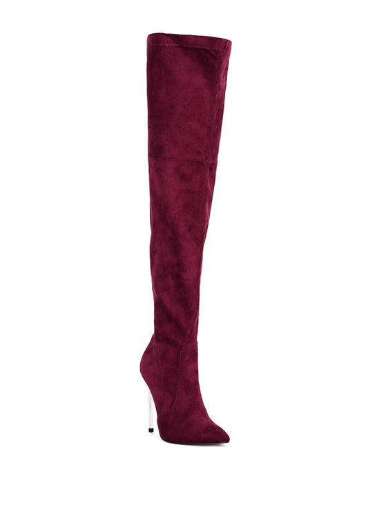 Jaynetts Stretch Suede Micro High Knee Boots