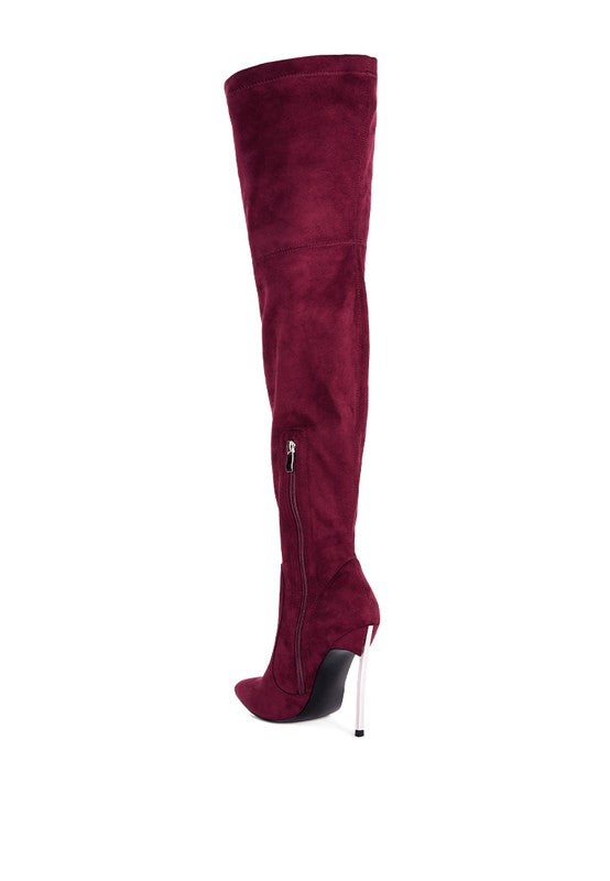 Jaynetts Stretch Suede Micro High Knee Boots