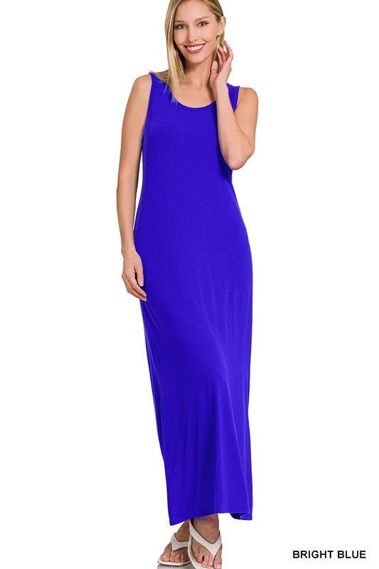 Sleeveless Flared Scoop Neck Maxi Dress