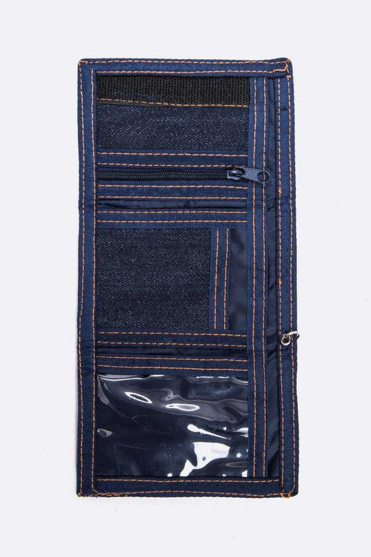 99 Battery Patch Denim Trifold Wallet