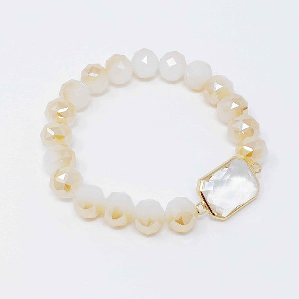 Diamond Cut Beads Stretch Bracelet