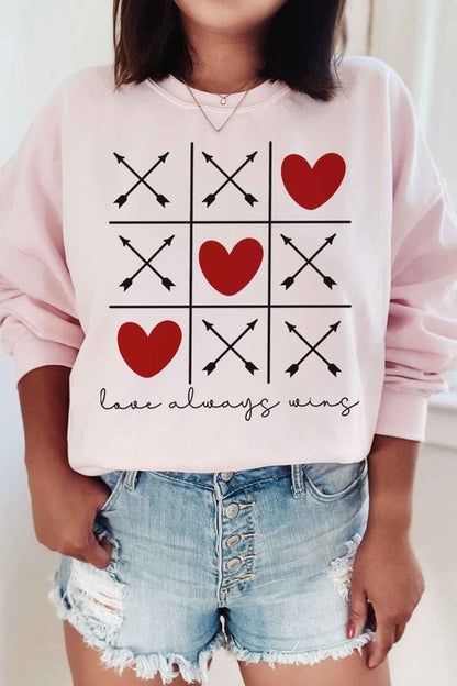 LOVE ALWAYS WINS VALENTINE PLUS SIZE SWEATSHIRT