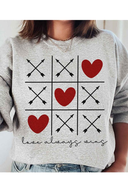 LOVE ALWAYS WINS VALENTINE PLUS SIZE SWEATSHIRT