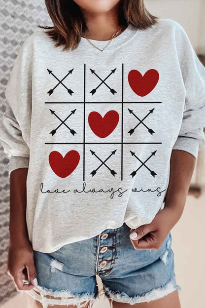 LOVE ALWAYS WINS VALENTINE PLUS SIZE SWEATSHIRT