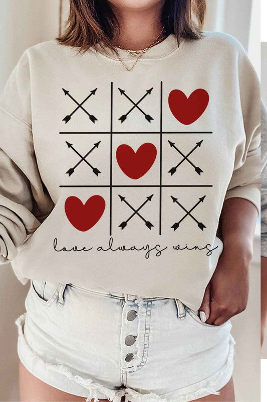 LOVE ALWAYS WINS VALENTINE PLUS SIZE SWEATSHIRT