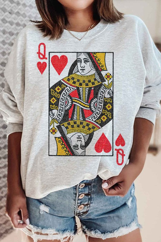 QUEEN OF HEARTS GRAPHIC SWEATSHIRT