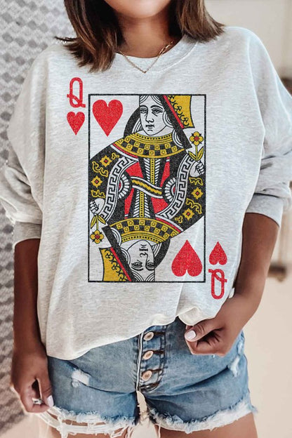 QUEEN OF HEARTS GRAPHIC SWEATSHIRT