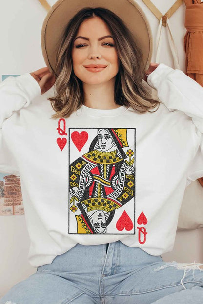 QUEEN OF HEARTS GRAPHIC SWEATSHIRT