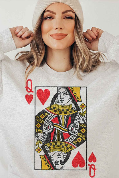 QUEEN OF HEARTS GRAPHIC SWEATSHIRT