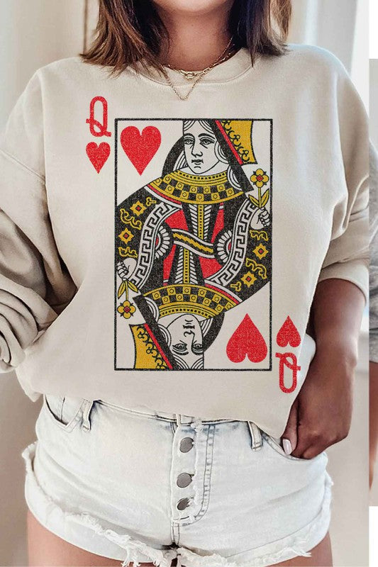 QUEEN OF HEARTS GRAPHIC SWEATSHIRT