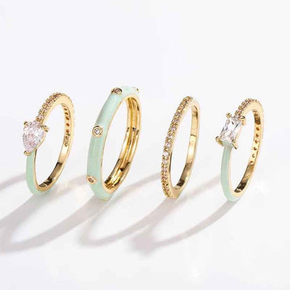 Pastel Glam Ring Set Of 4