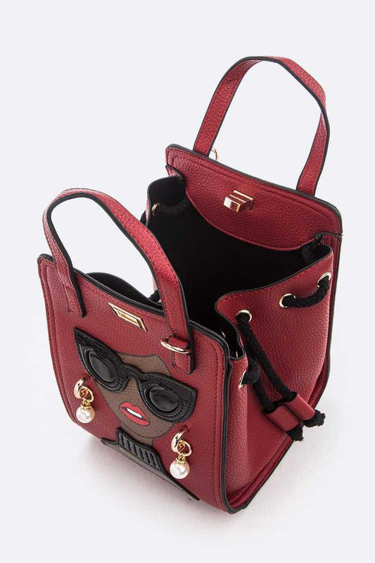 Lady In Glasses Convertible Top Handle Bag