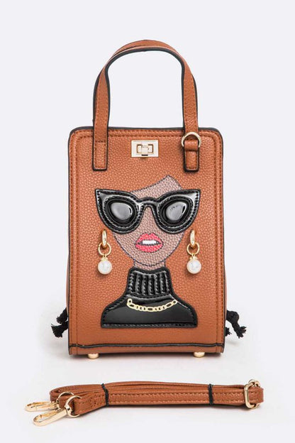 Lady In Glasses Convertible Top Handle Bag