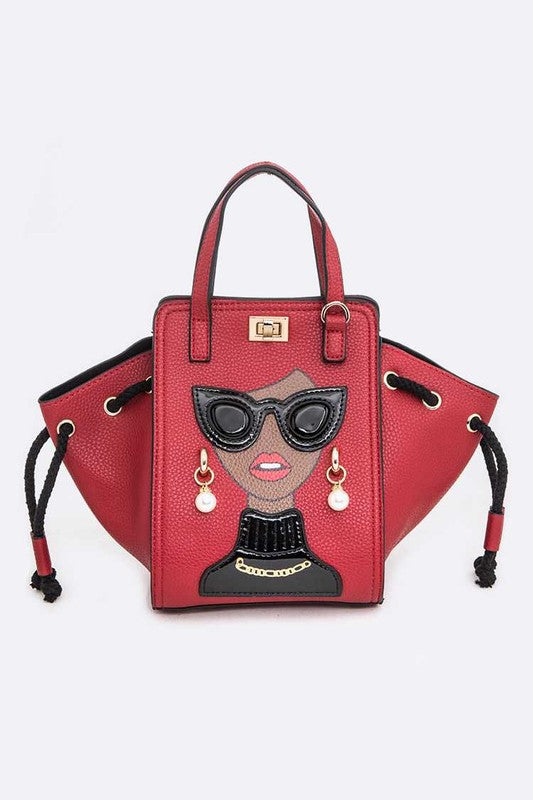 Lady In Glasses Convertible Top Handle Bag