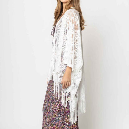 Elegant Lace Fringed Kimono