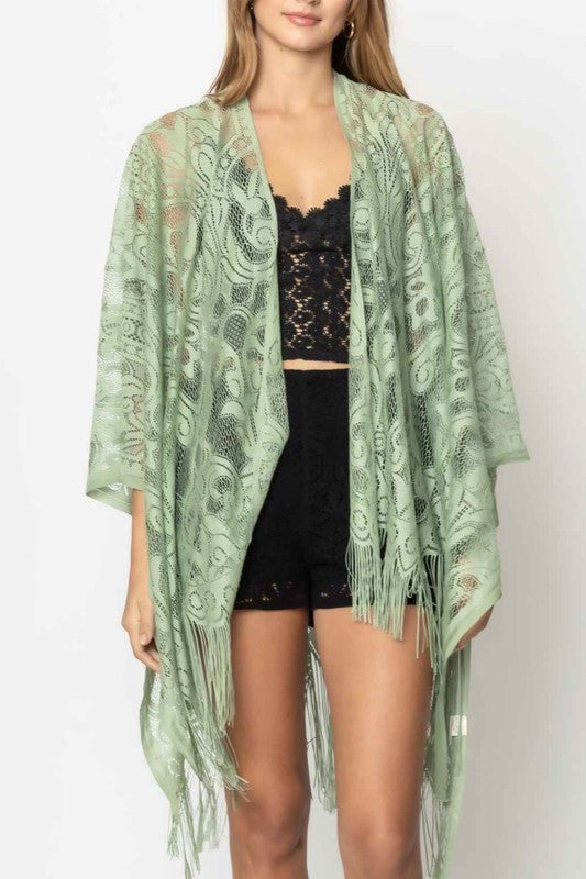 Elegant Lace Fringed Kimono