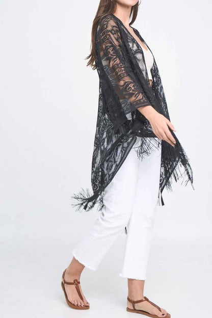 Elegant Lace Fringed Kimono