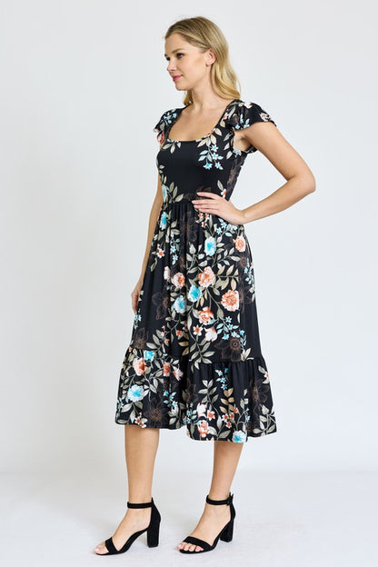 Plus Flutter Sleeve Ditsy Floral Sundress