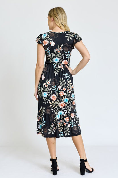 Plus Flutter Sleeve Ditsy Floral Sundress