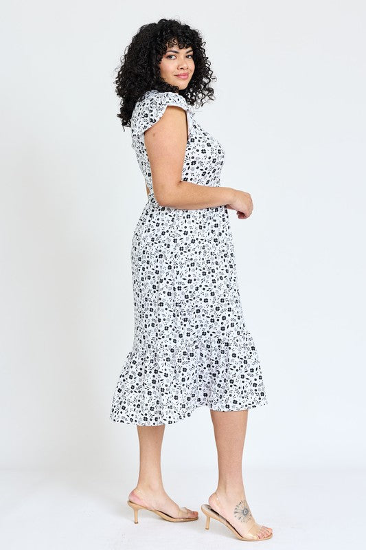 Plus Flutter Sleeve Ditsy Floral Sundress