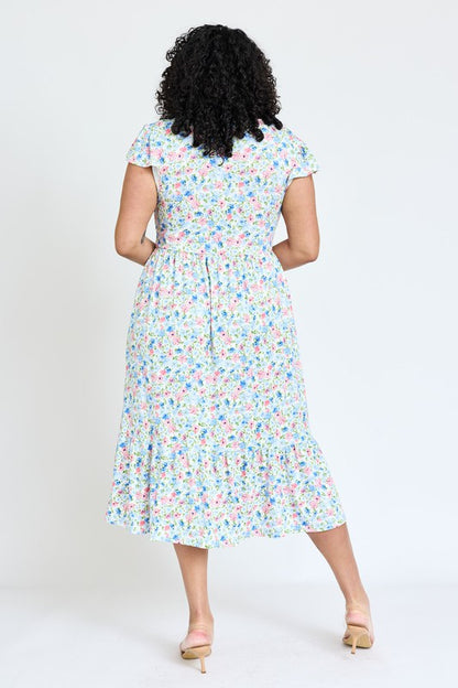 Plus Flutter Sleeve Ditsy Floral Sundress