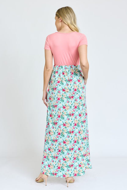 Short Sleeve Floral Maxi Dress