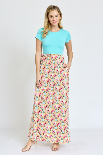 Short Sleeve Floral Maxi Dress