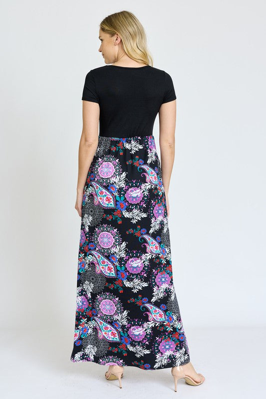 Short Sleeve Floral Maxi Dress