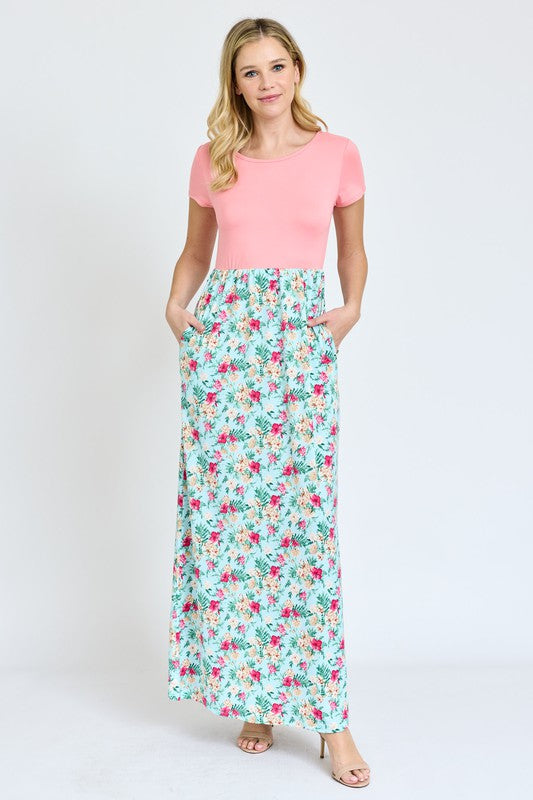 Short Sleeve Floral Maxi Dress