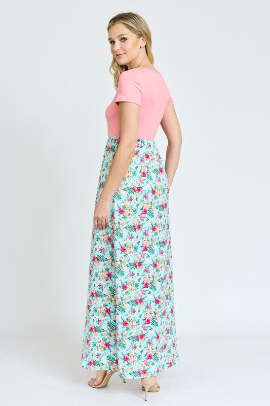 Short Sleeve Floral Maxi Dress