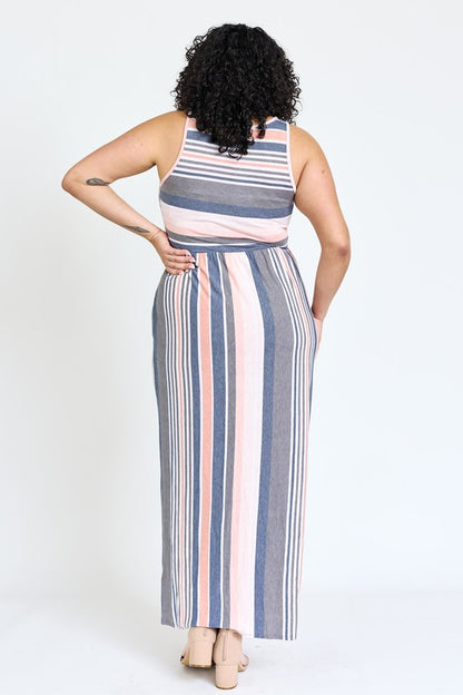 Plus Vintage Stripe Maxi Dress