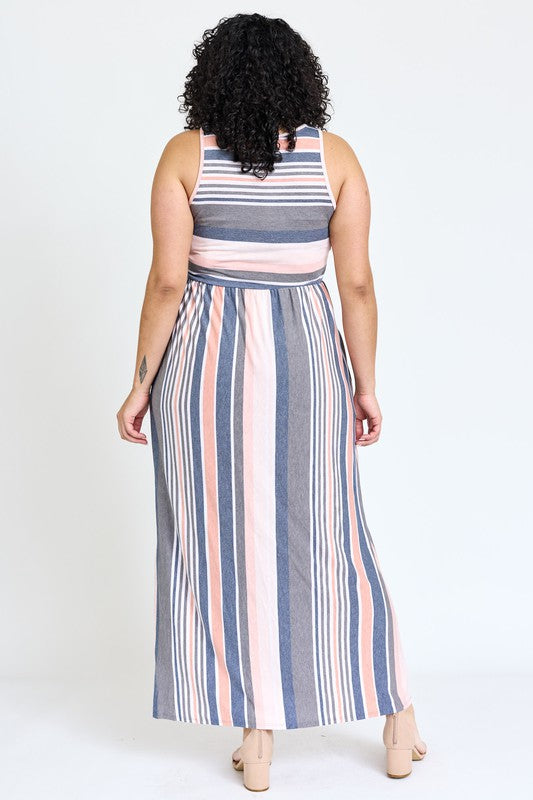 Plus Vintage Stripe Maxi Dress