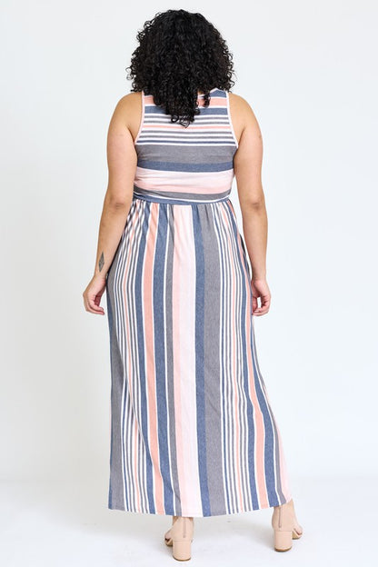 Plus Vintage Stripe Maxi Dress