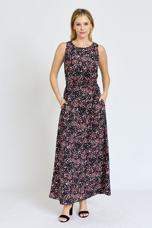 Sleeveless Blouson Band Maxi Dress